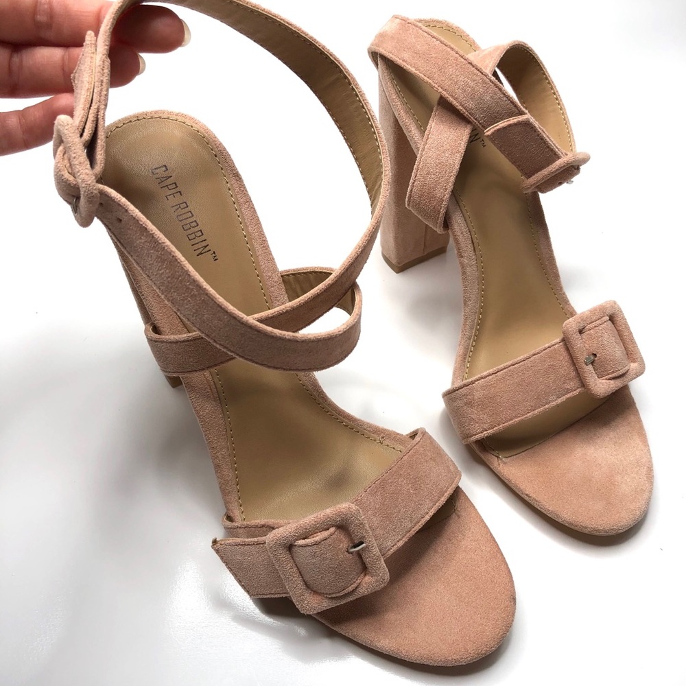 Cape Robbin Lorina Suede Pink Buckle Strappy Heels